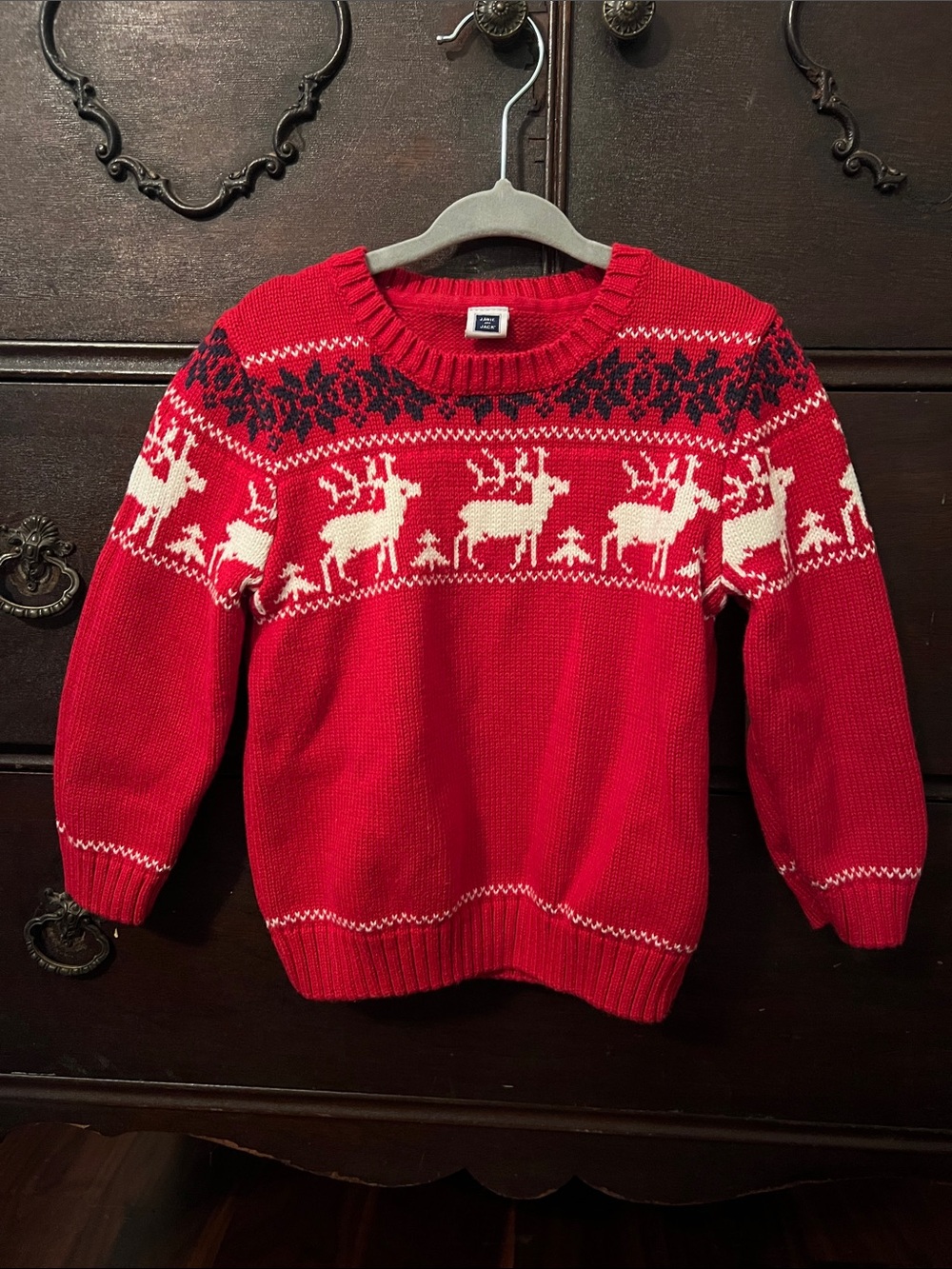 Janie and Jack Red Reindeer Crewneck Sweater